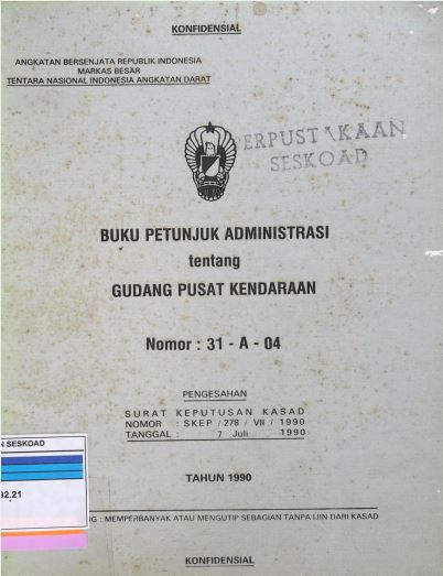 BUKU PETUNJUK ADMINISTRASI GUDANG PUSAT KENDARAAN